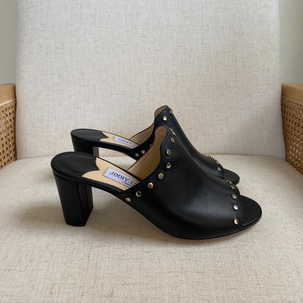Jimmy Choo Myla 65 Black Nappa Leather Mules